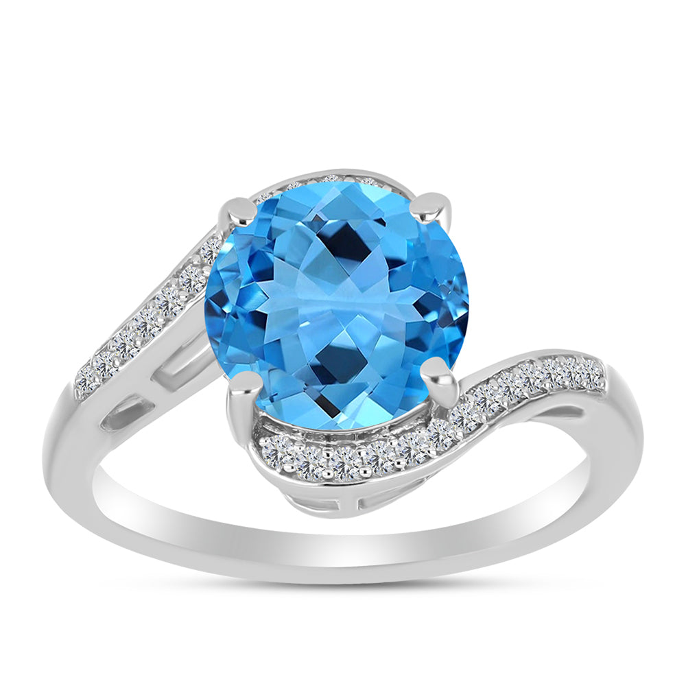 Inel din Argint 925 ( 3.22 grame ) cu Topaz Swiss Blue și Topaz Alb 4.92 Carate 3 