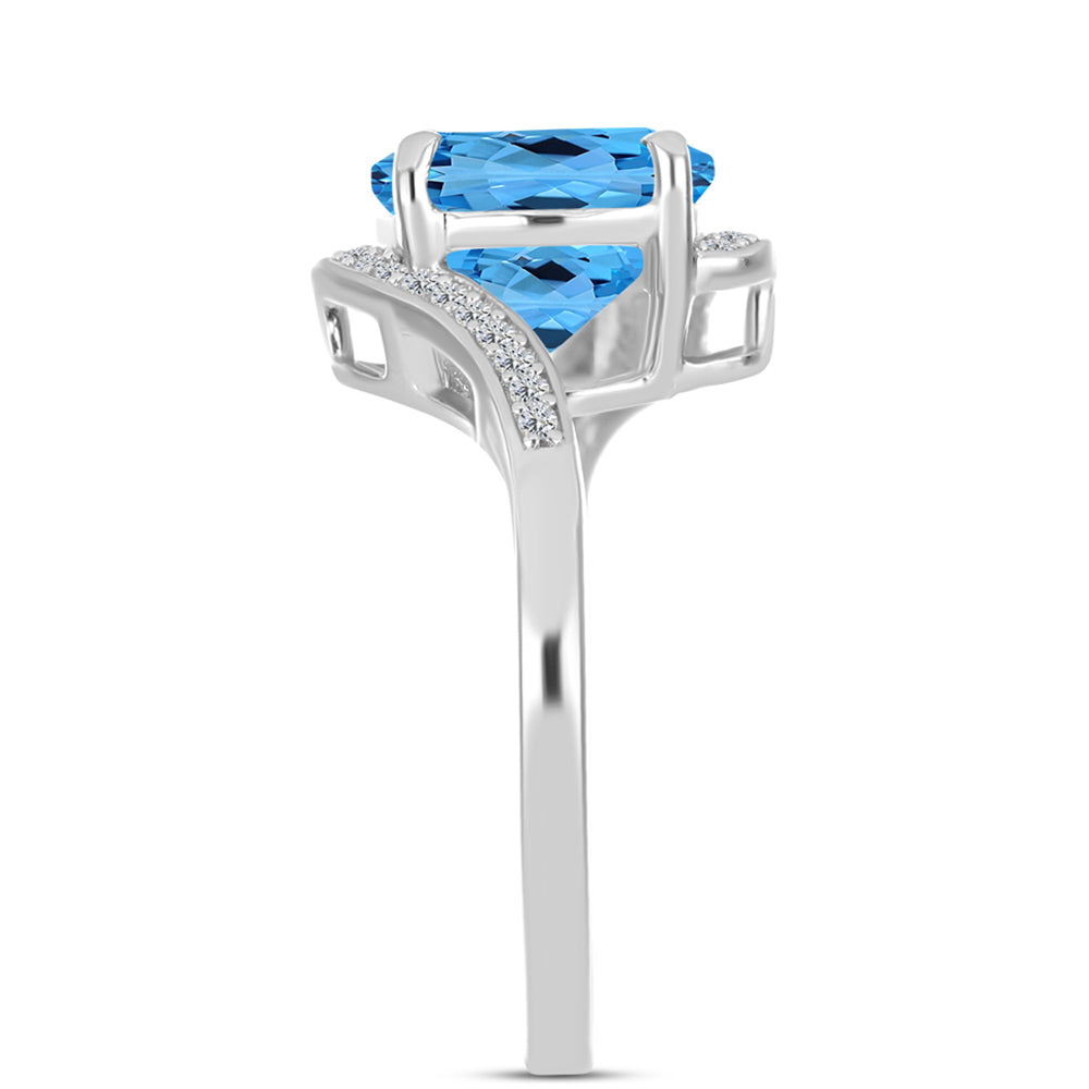 Inel din Argint 925 ( 3.22 grame ) cu Topaz Swiss Blue și Topaz Alb 4.92 Carate 4 