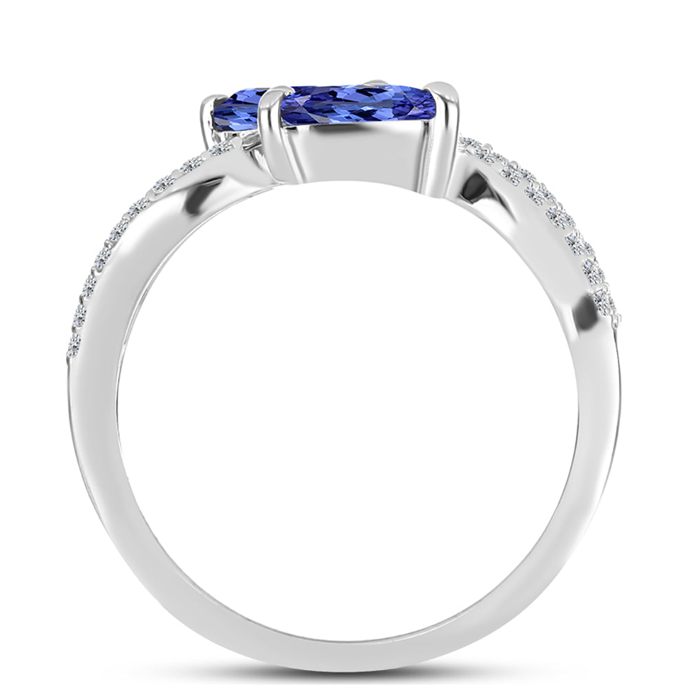 Inel din Argint 925 ( 2.59 grame ) cu Tanzanit AAA și Topaz Alb 1.4 Carate 2 