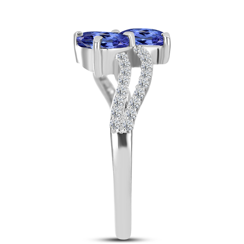 Inel din Argint 925 ( 2.59 grame ) cu Tanzanit AAA și Topaz Alb 1.4 Carate 4 