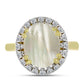 Inel din Argint 925 Placat cu Aur ( 3.59 grame ) cu Sidef și Topaz Alb 3.33 Carate