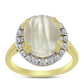 Inel din Argint 925 Placat cu Aur ( 3.59 grame ) cu Sidef și Topaz Alb 3.33 Carate