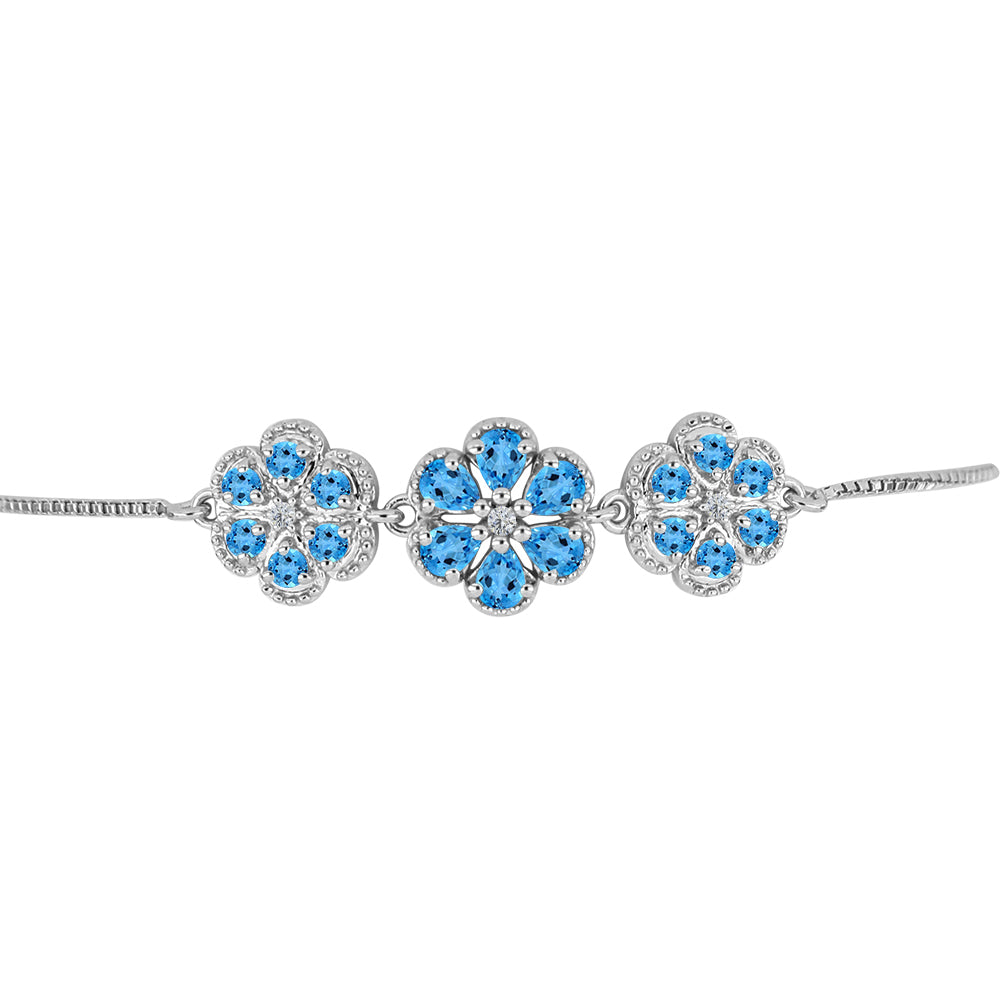 Brățară din Argint 925 ( 5.81 grame ) cu Topaz Swiss Blue și Topaz Alb 2.06 Carate