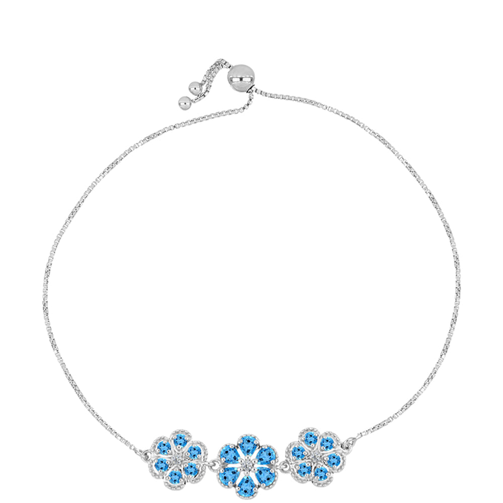 Brățară din Argint 925 ( 5.81 grame ) cu Topaz Swiss Blue și Topaz Alb 2.06 Carate 1 