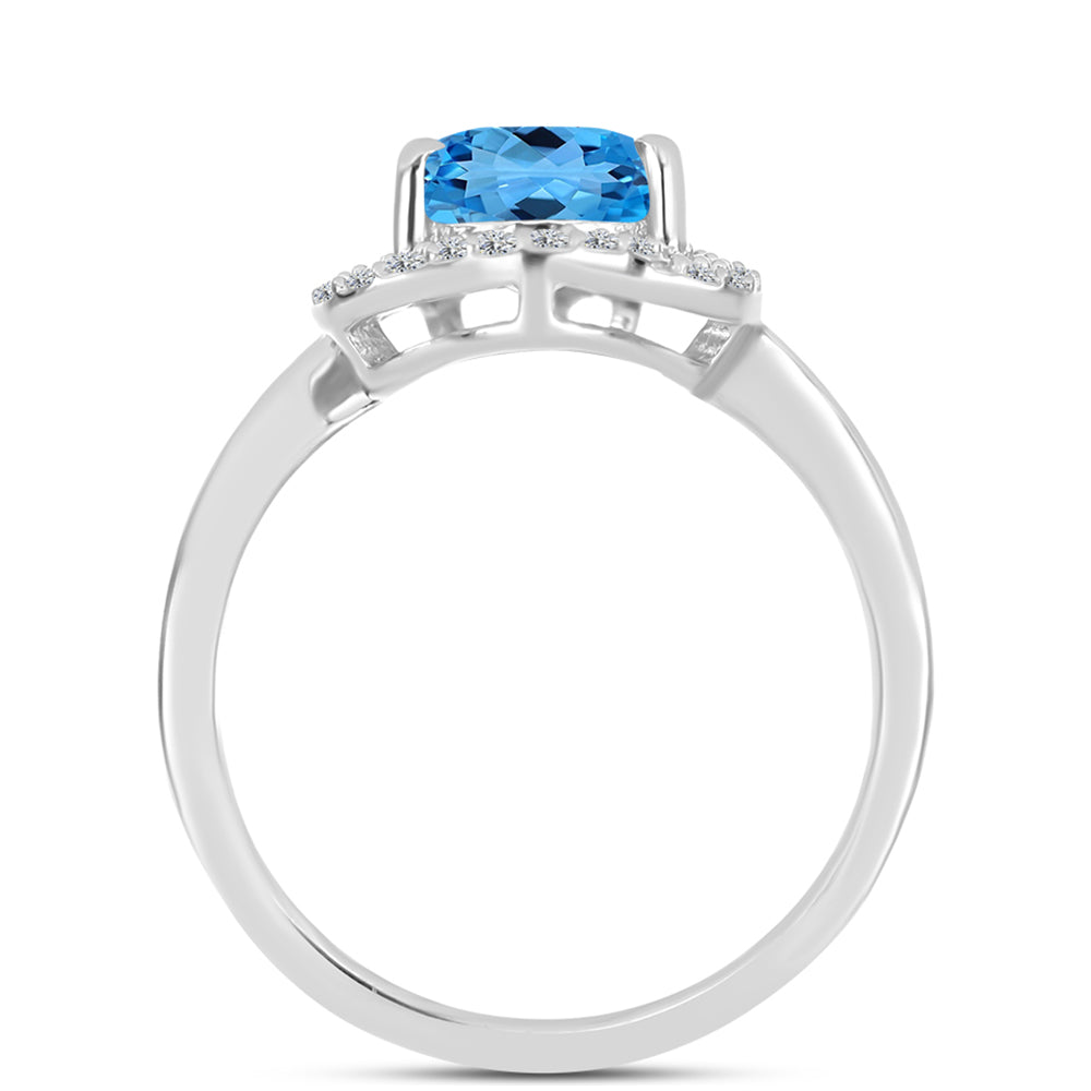 Inel din Argint 925 ( 2.95 grame ) cu Topaz Swiss Blue și Topaz Alb 2.32 Carate 2 