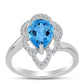Inel din Argint 925 ( 2.95 grame ) cu Topaz Swiss Blue și Topaz Alb 2.32 Carate