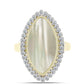 Inel din Argint 925 Placat cu Aur ( 4.85 grame ) cu Sidef și Topaz Alb 5.35 Carate