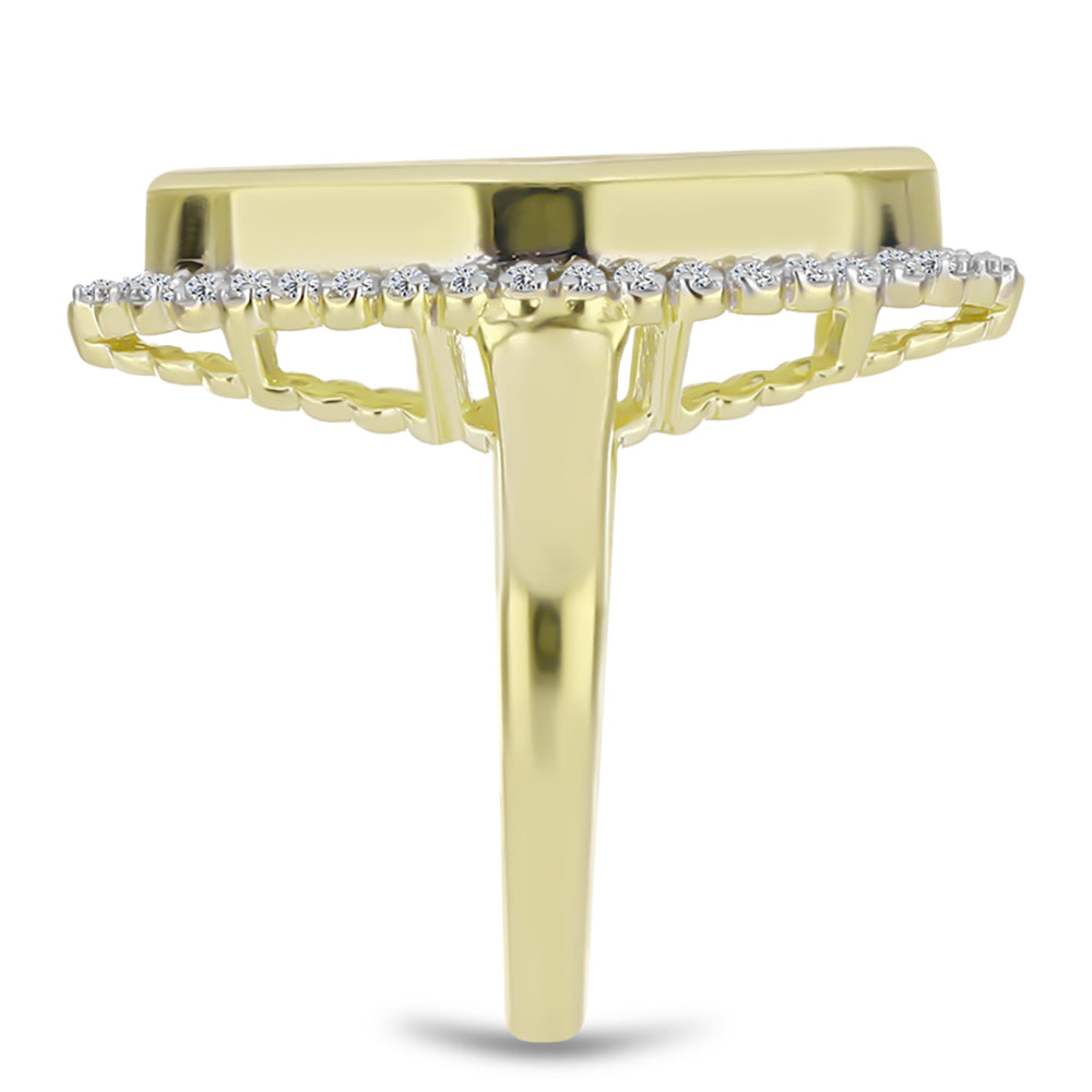 Inel din Argint 925 Placat cu Aur ( 4.85 grame ) cu Sidef și Topaz Alb 5.35 Carate