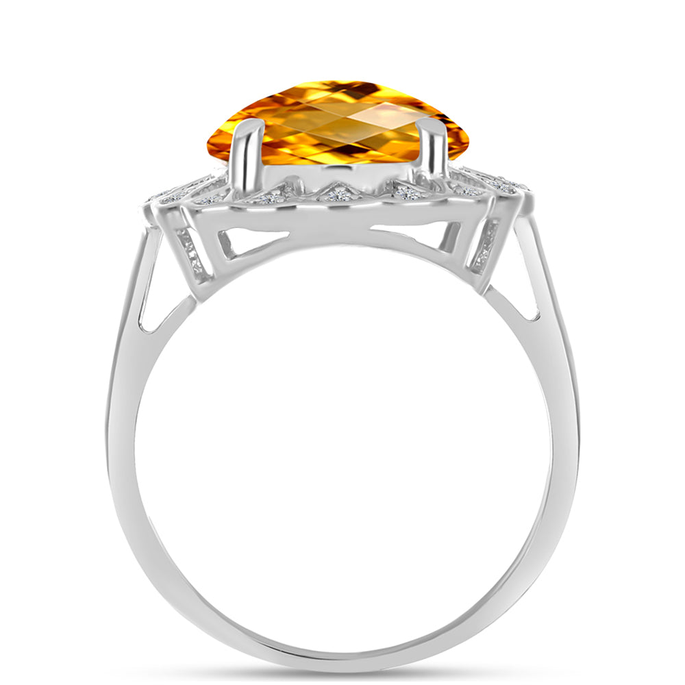 Inel din Argint 925 ( 4.46 grame ) cu Citrin Ural și Topaz Alb 7.79 Carate