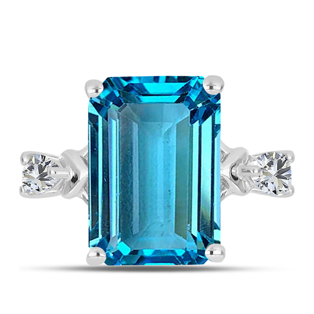 Inel din Argint 925 ( 2.24 grame ) cu Topaz Swiss Blue și Topaz Alb 8.04 Carate 1 