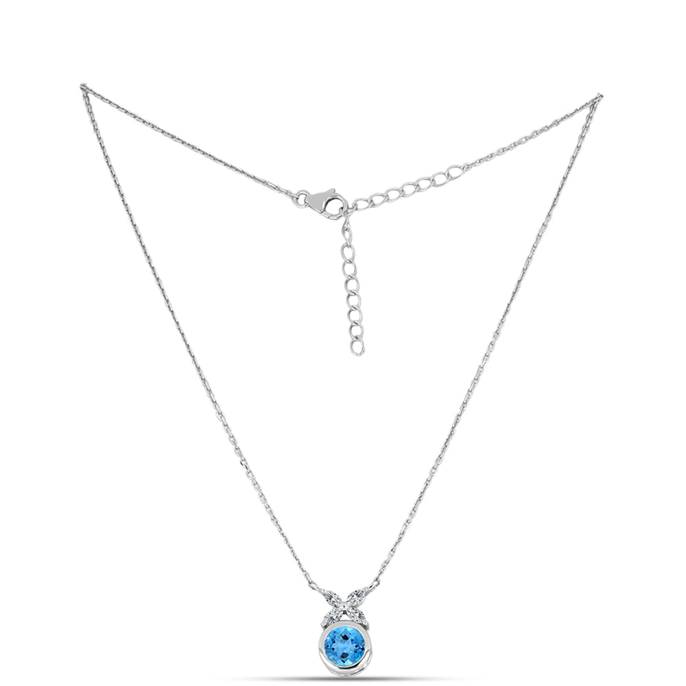 Colier din Argint 925 ( 3.84 grame ) cu Topaz Swiss Blue și Topaz Alb 1.74 Carate 1 