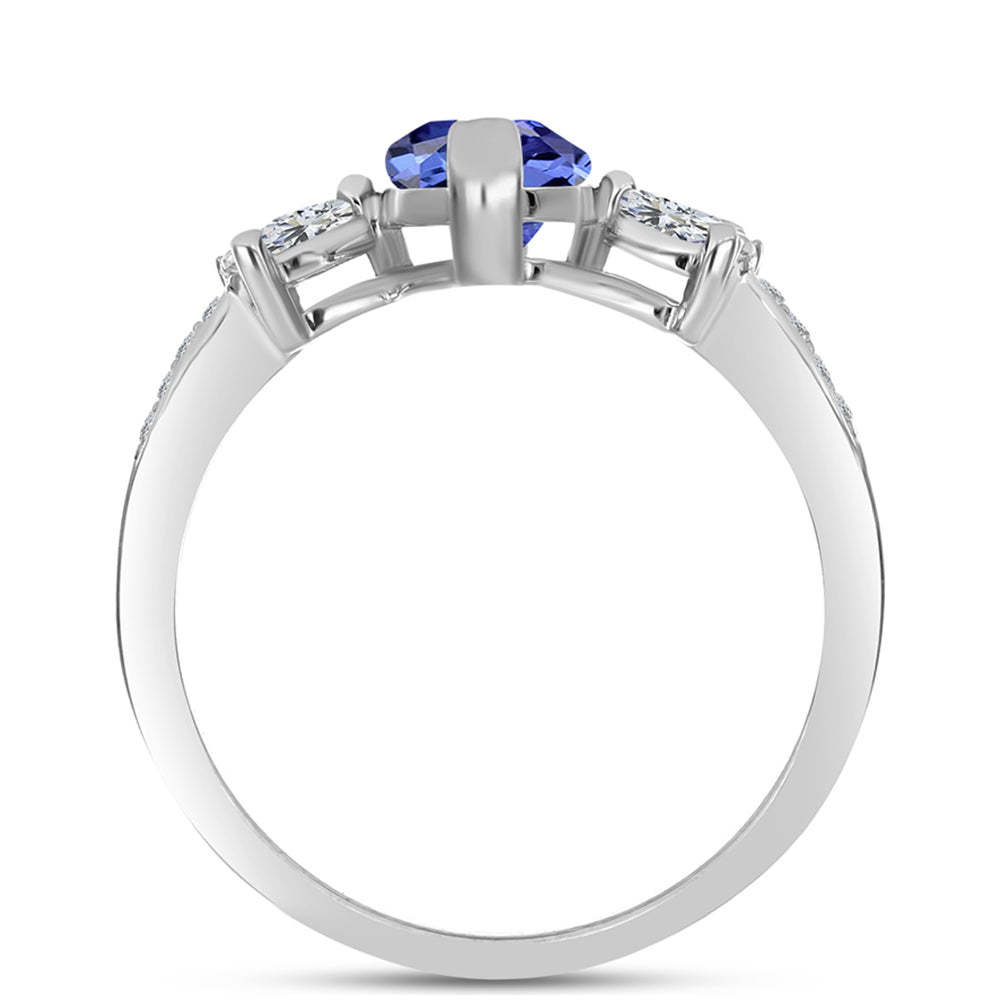Inel din Argint 925 ( 2.8 grame ) cu Tanzanit AAA și Topaz Alb 2.4 Carate 2 