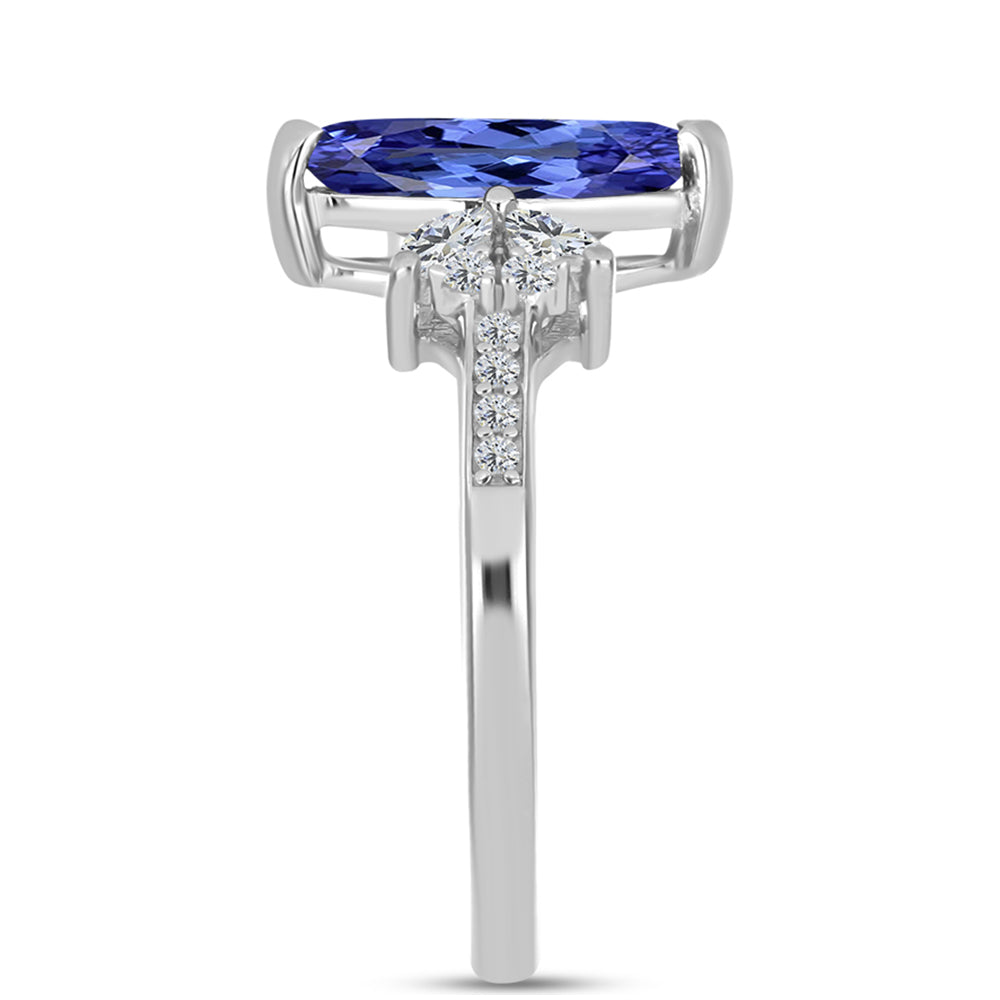 Inel din Argint 925 ( 2.8 grame ) cu Tanzanit AAA și Topaz Alb 2.4 Carate