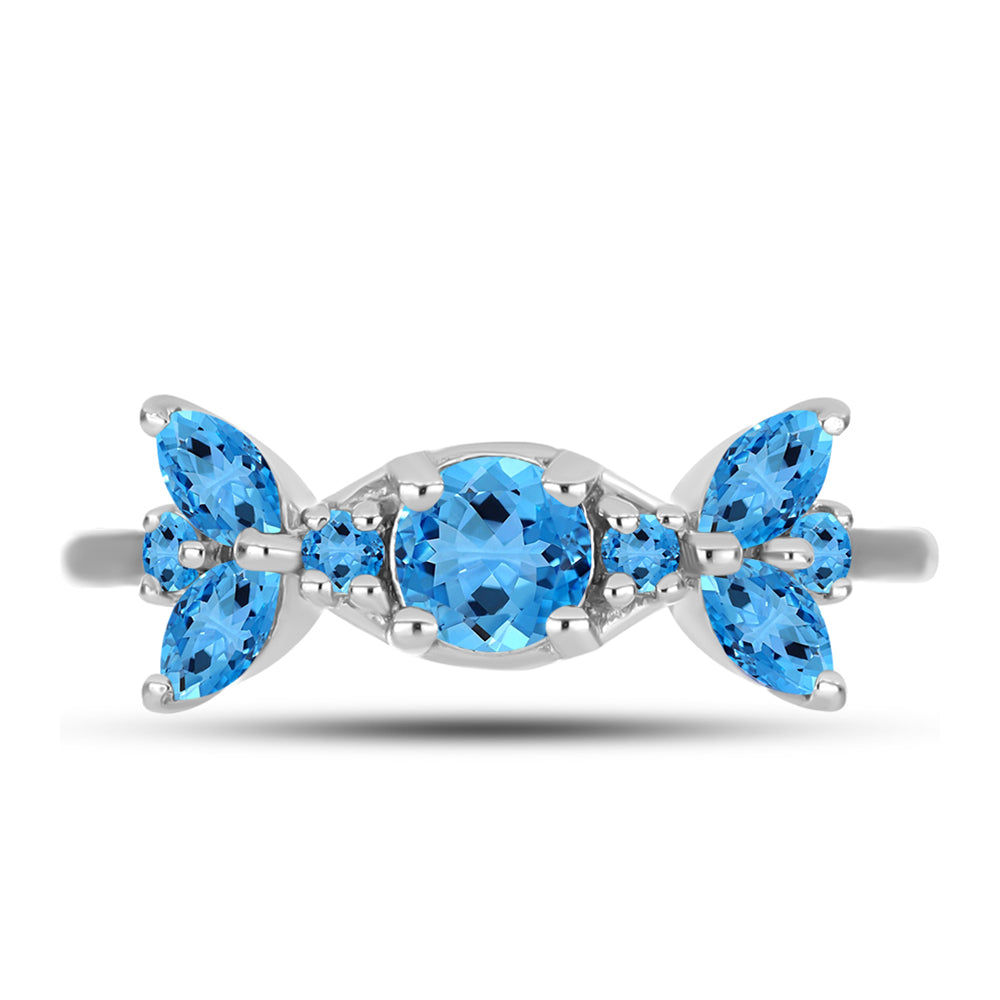 Inel din Argint 925 ( 2.66 grame ) cu Topaz Swiss Blue 1.5 Carate