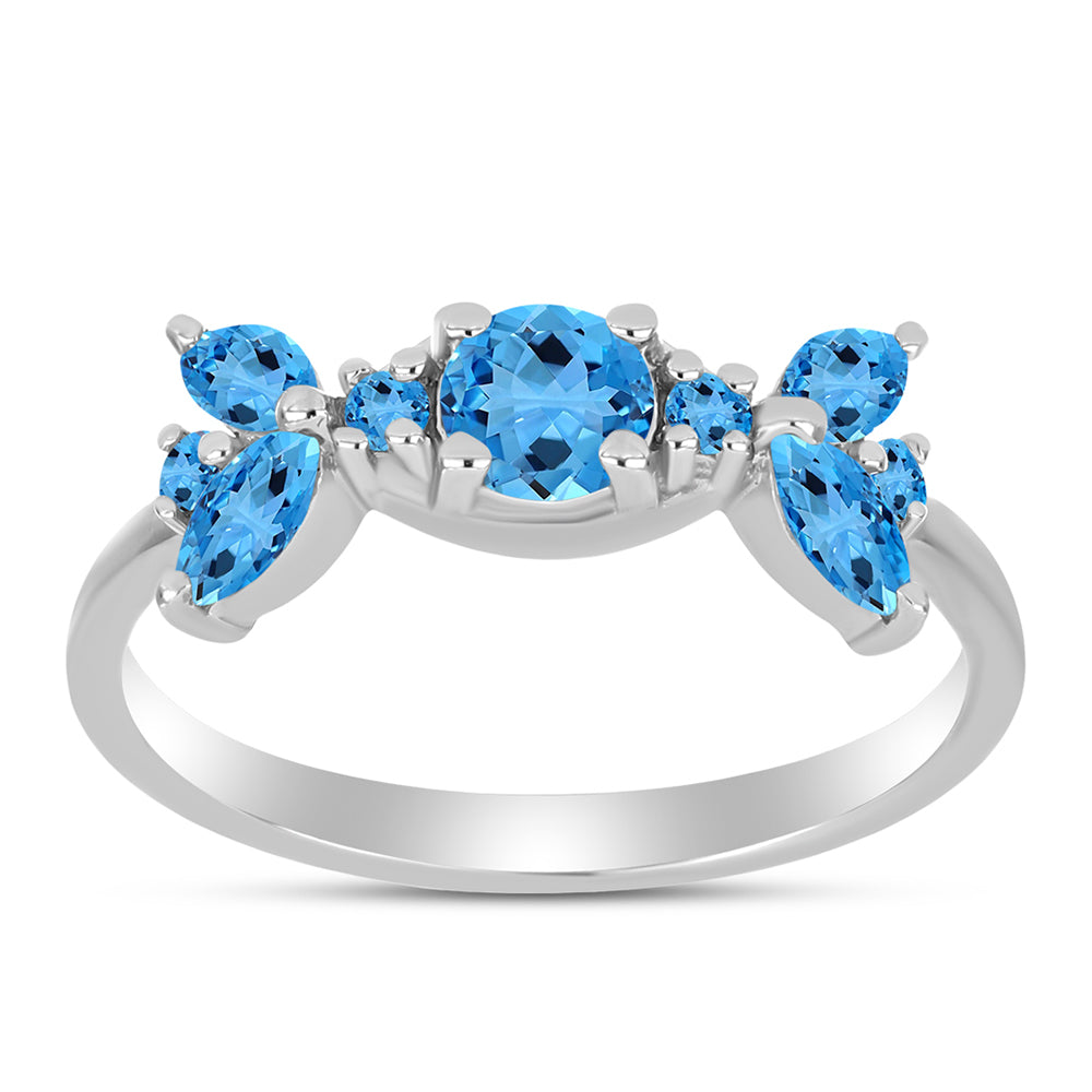 Inel din Argint 925 ( 2.66 grame ) cu Topaz Swiss Blue 1.5 Carate