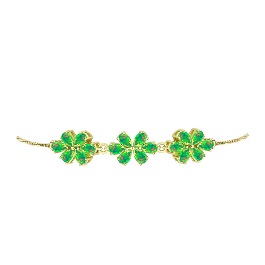 Brățară din Argint 925 Placat cu Aur ( 4.93 grame ) cu Opal Verde Etiopian Lega Dembi 2.35 Carate
