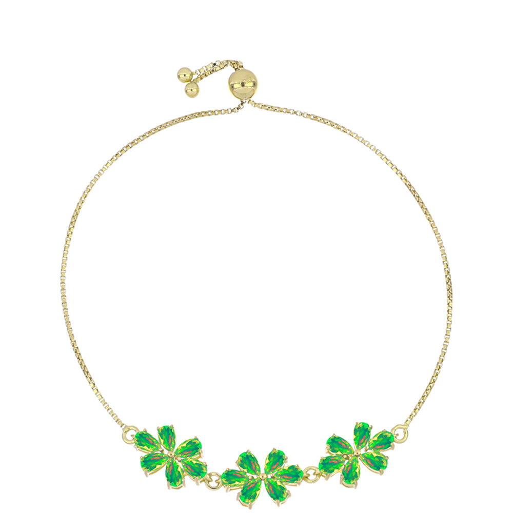 Brățară din Argint 925 Placat cu Aur ( 4.93 grame ) cu Opal Verde Etiopian Lega Dembi 2.35 Carate 1 