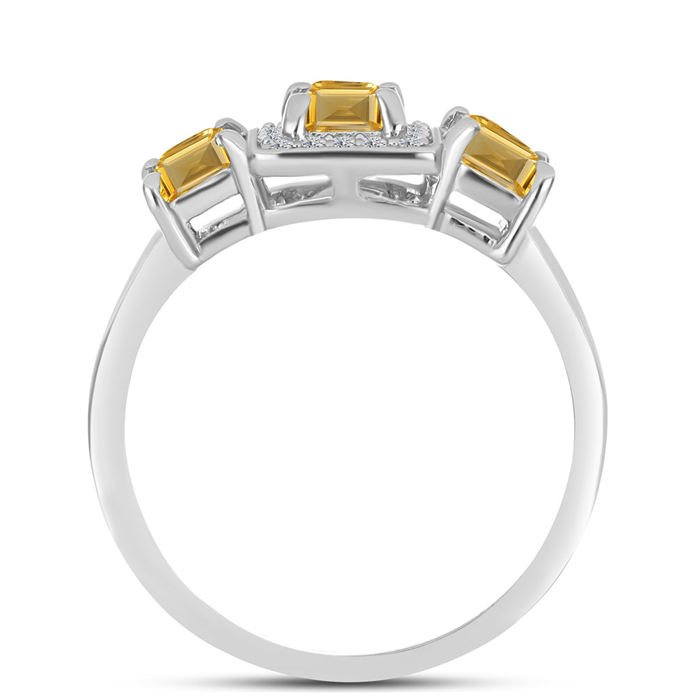 Inel din Argint 925 ( 2.99 grame ) cu Citrin Ural și Topaz Alb 1.49 Carate 2 