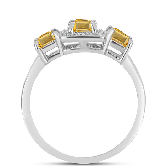 Inel din Argint 925 ( 2.99 grame ) cu Citrin Ural și Topaz Alb 1.49 Carate