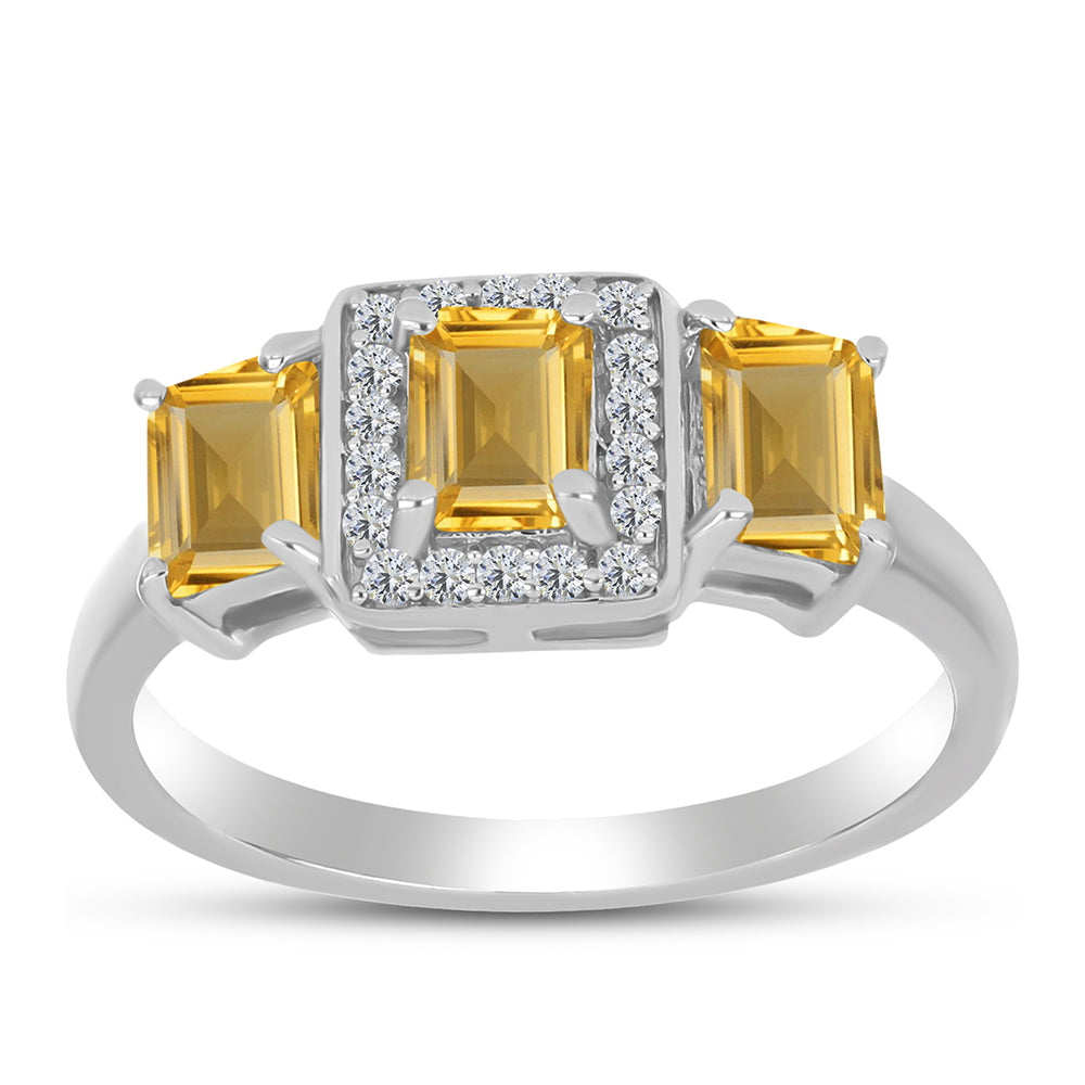 Inel din Argint 925 ( 2.99 grame ) cu Citrin Ural și Topaz Alb 1.49 Carate