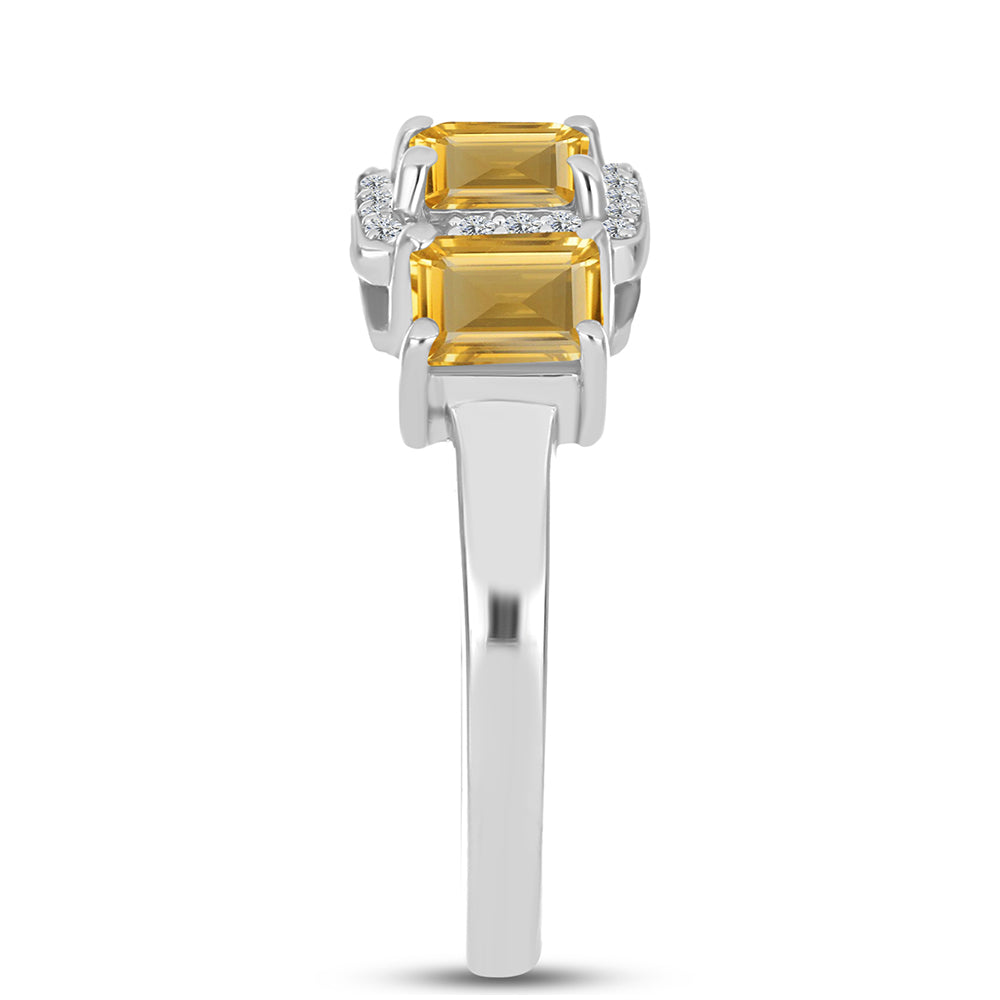 Inel din Argint 925 ( 2.99 grame ) cu Citrin Ural și Topaz Alb 1.49 Carate