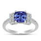 Inel din Argint 925 ( 2.5 grame ) cu Tanzanit AAA și Topaz Alb 1.7 Carate