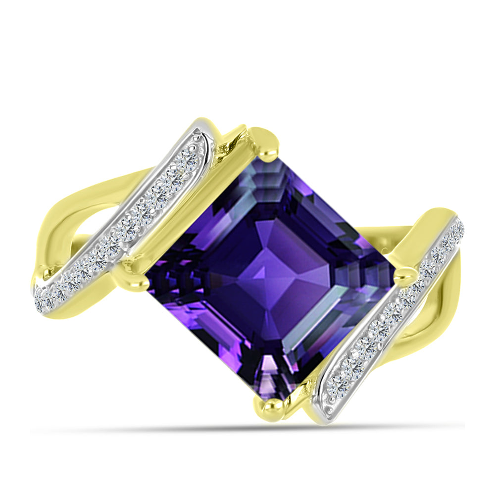 Inel din Argint 925 Placat cu Aur ( 3.85 grame ) cu Ametist Marocan și Topaz Alb 3.73 Carate 1 