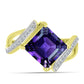Inel din Argint 925 Placat cu Aur ( 3.85 grame ) cu Ametist Marocan și Topaz Alb 3.73 Carate