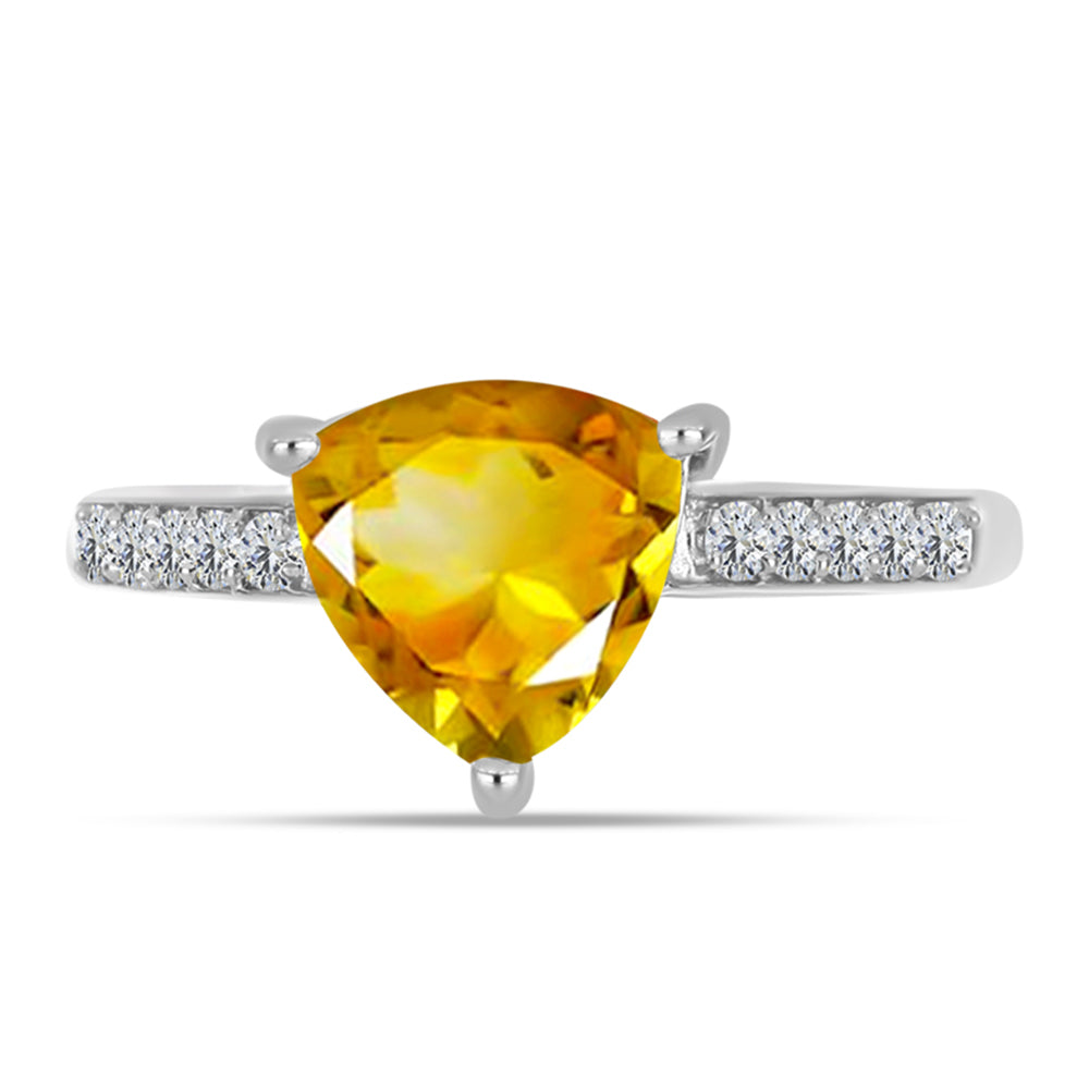 Inel din Argint 925 ( 1.94 grame ) cu Citrin Ural și Topaz Alb 1.71 Carate
