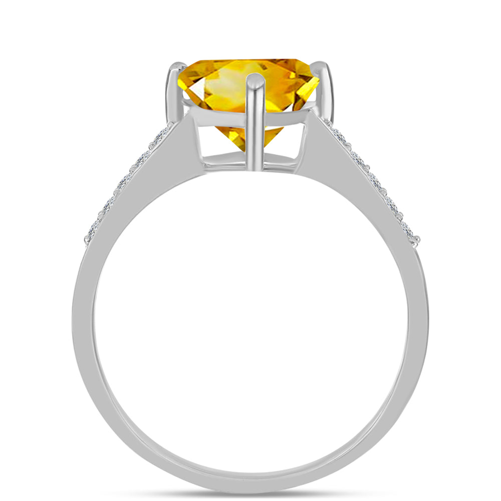 Inel din Argint 925 ( 1.94 grame ) cu Citrin Ural și Topaz Alb 1.71 Carate 2 