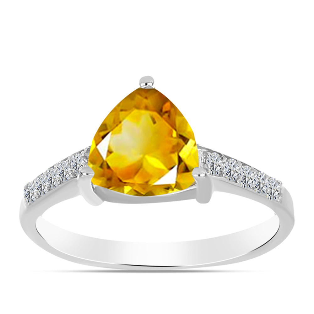 Inel din Argint 925 ( 1.94 grame ) cu Citrin Ural și Topaz Alb 1.71 Carate