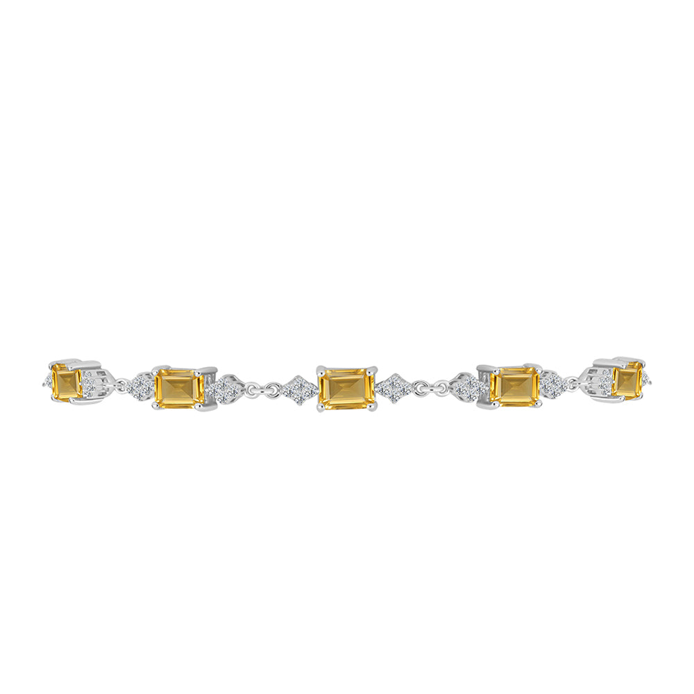 Brățară din Argint 925 ( 5.88 grame ) cu Citrin Ural și Topaz Alb 5.12 Carate