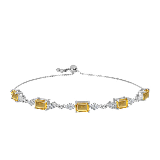 Brățară din Argint 925 ( 5.88 grame ) cu Citrin Ural și Topaz Alb 5.12 Carate