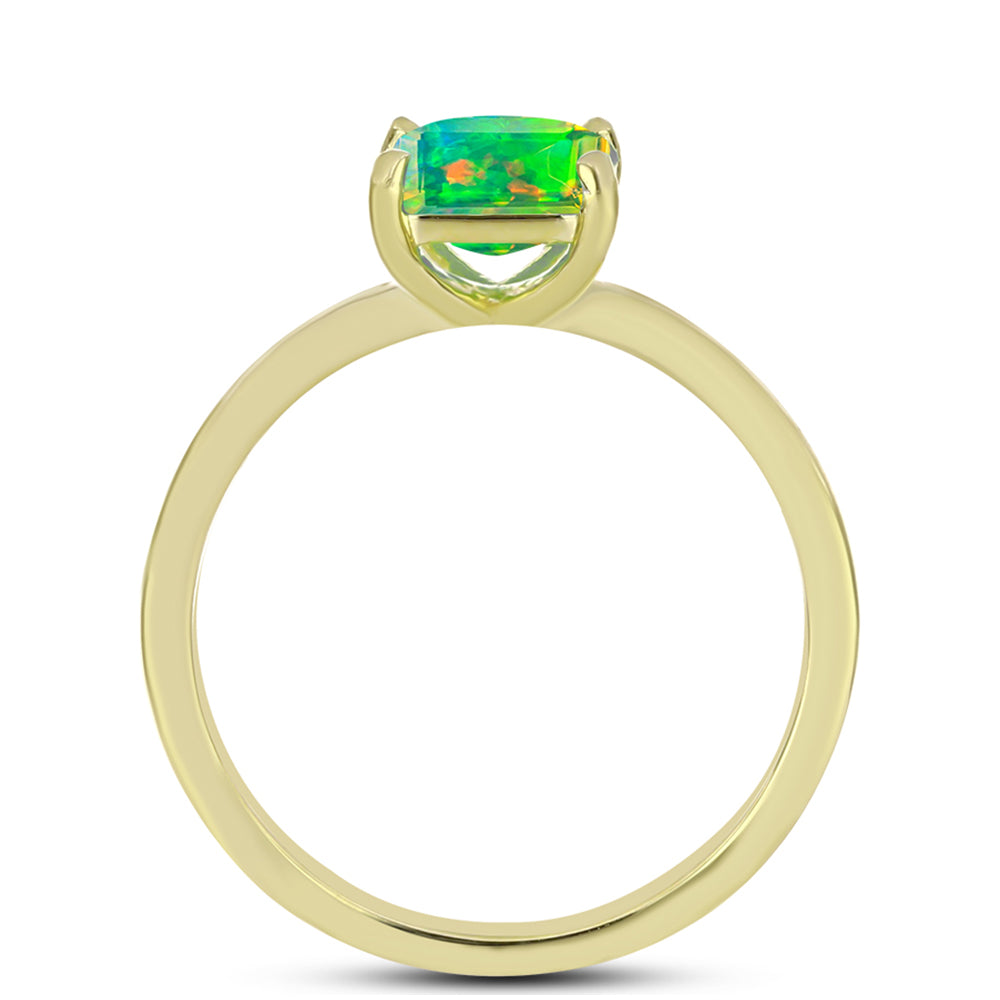 Inel din Argint 925 Placat cu Aur ( 2.02 grame ) cu Opal Verde Etiopian Lega Dembi 0.88 Carate 2 