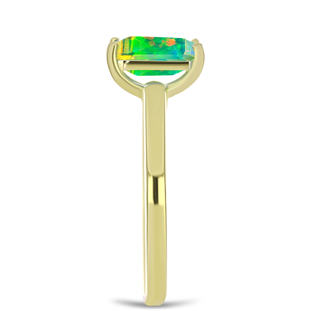Inel din Argint 925 Placat cu Aur ( 2.02 grame ) cu Opal Verde Etiopian Lega Dembi 0.88 Carate 4 