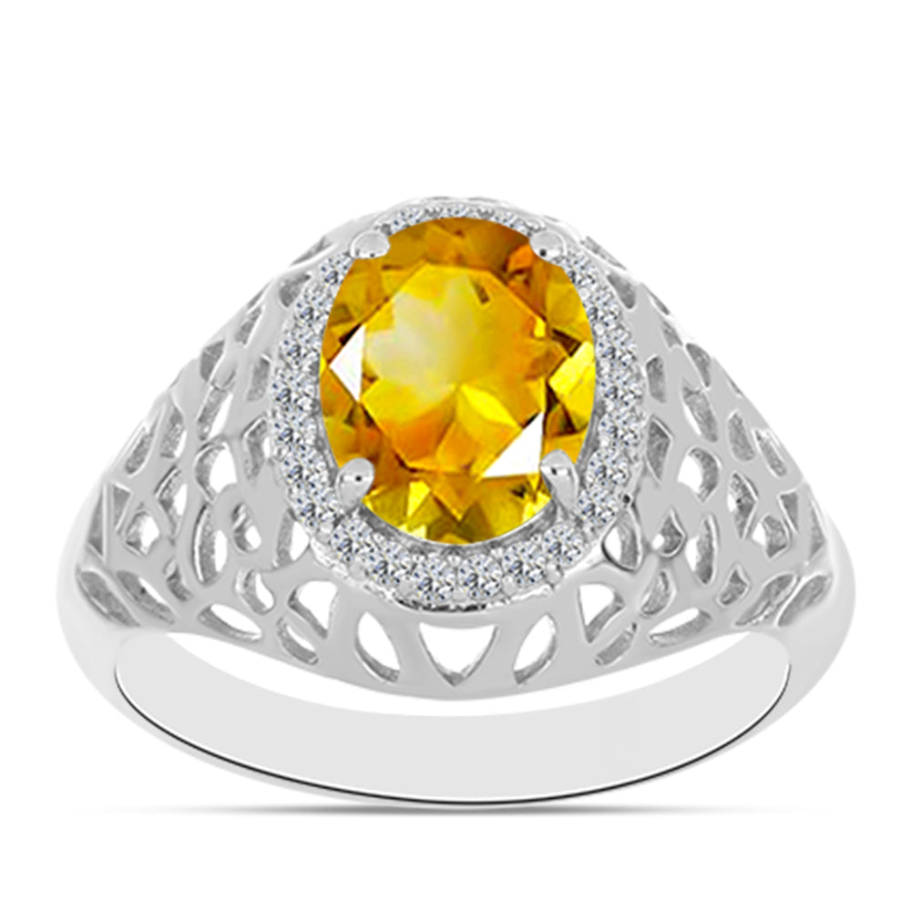 Inel din Argint 925 ( 3.12 grame ) cu Citrin Ural și Topaz Alb 1.89 Carate