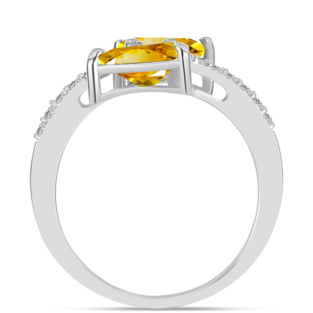 Inel din Argint 925 ( 2.46 grame ) cu Citrin Ural și Topaz Alb 2.23 Carate 2 