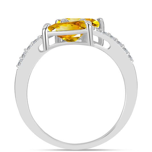 Inel din Argint 925 ( 2.46 grame ) cu Citrin Ural și Topaz Alb 2.23 Carate