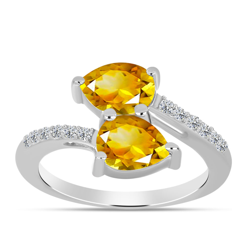 Inel din Argint 925 ( 2.46 grame ) cu Citrin Ural și Topaz Alb 2.23 Carate 3 
