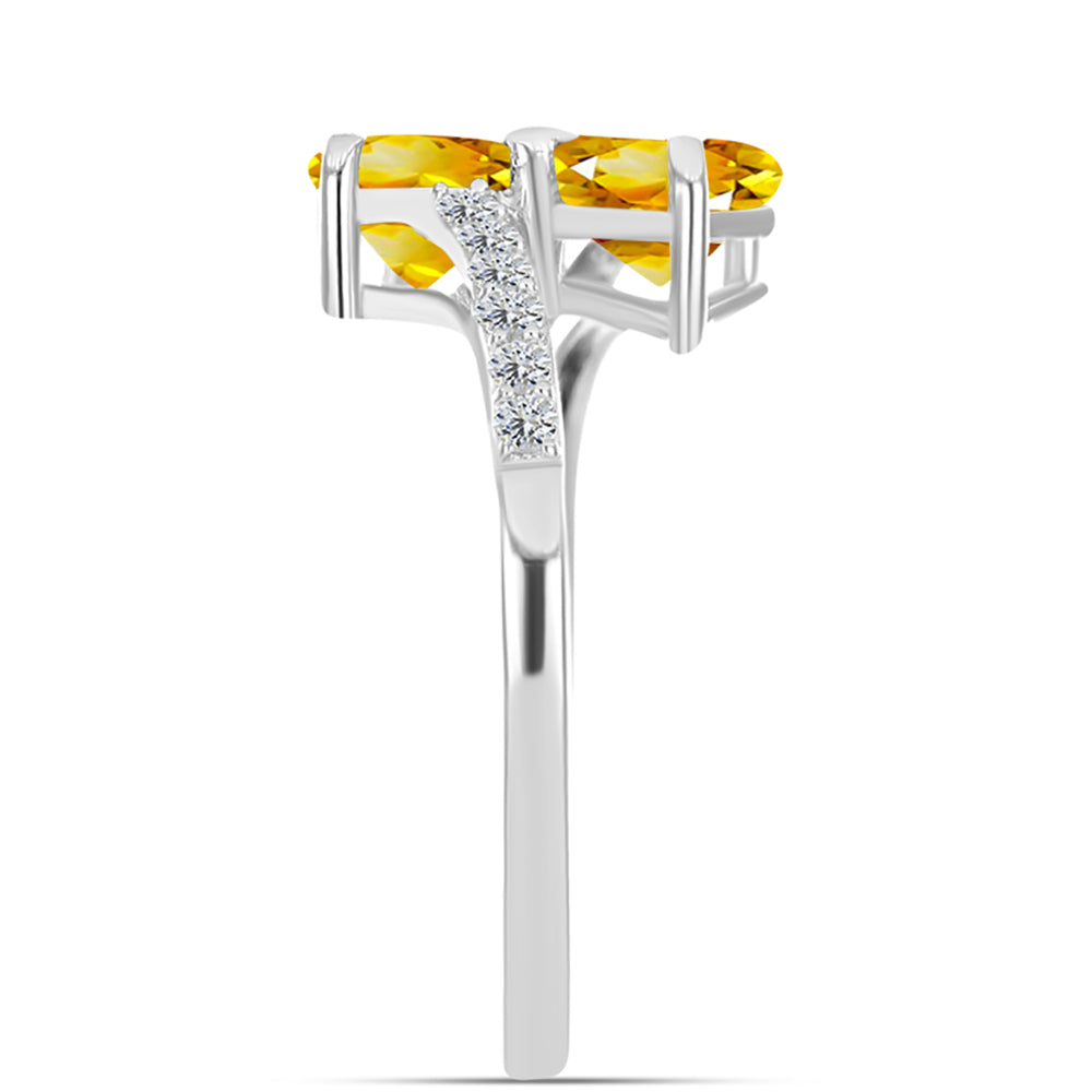 Inel din Argint 925 ( 2.46 grame ) cu Citrin Ural și Topaz Alb 2.23 Carate