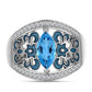 Inel din Argint 925 ( 5.04 grame ) cu Topaz Swiss Blue și Topaz Alb 1.45 Carate