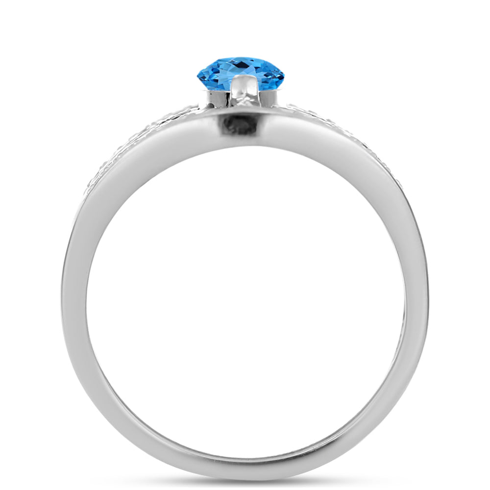 Inel din Argint 925 ( 5.04 grame ) cu Topaz Swiss Blue și Topaz Alb 1.45 Carate 2 