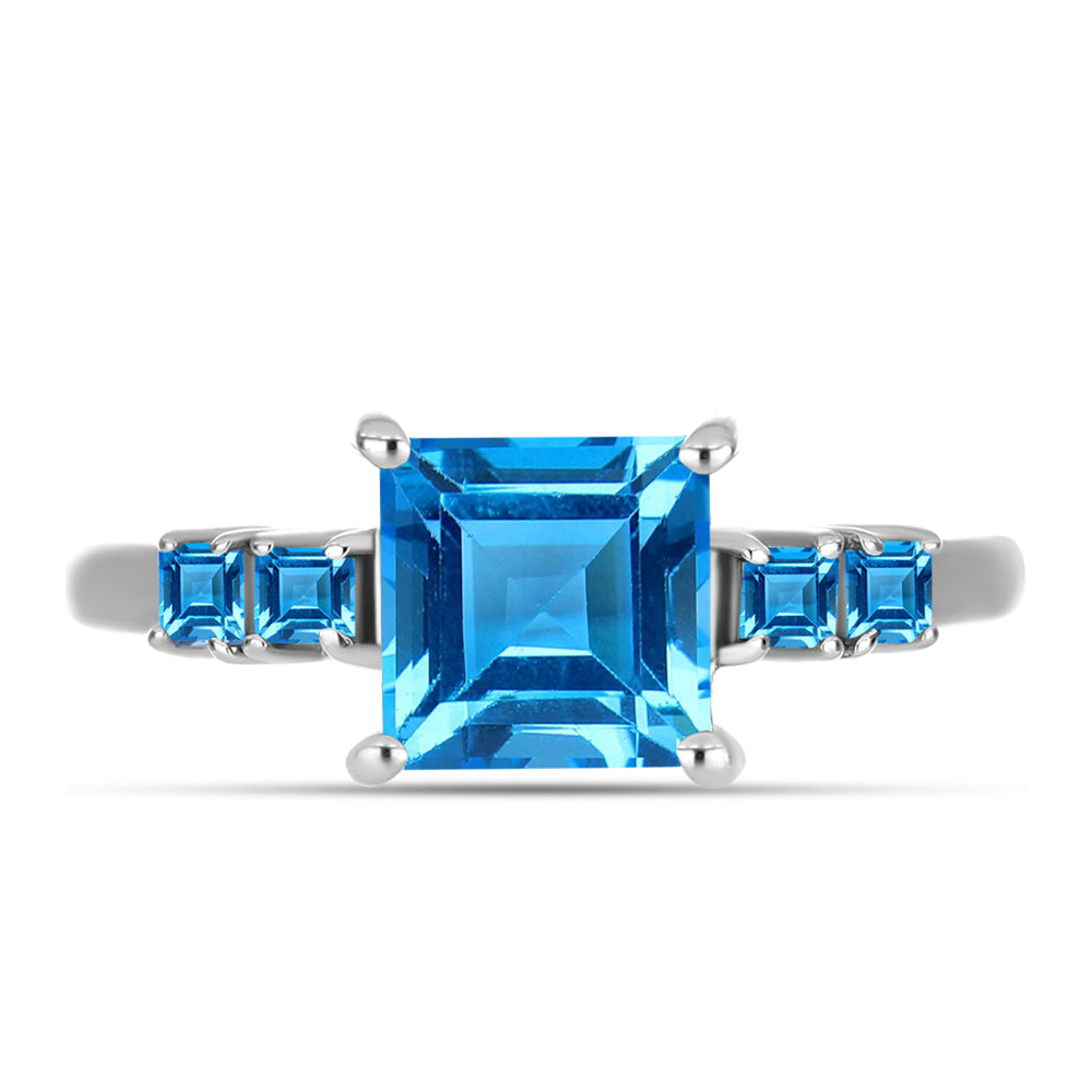 Inel din Argint 925 ( 2.45 grame ) cu Topaz Swiss Blue 2.4 Carate