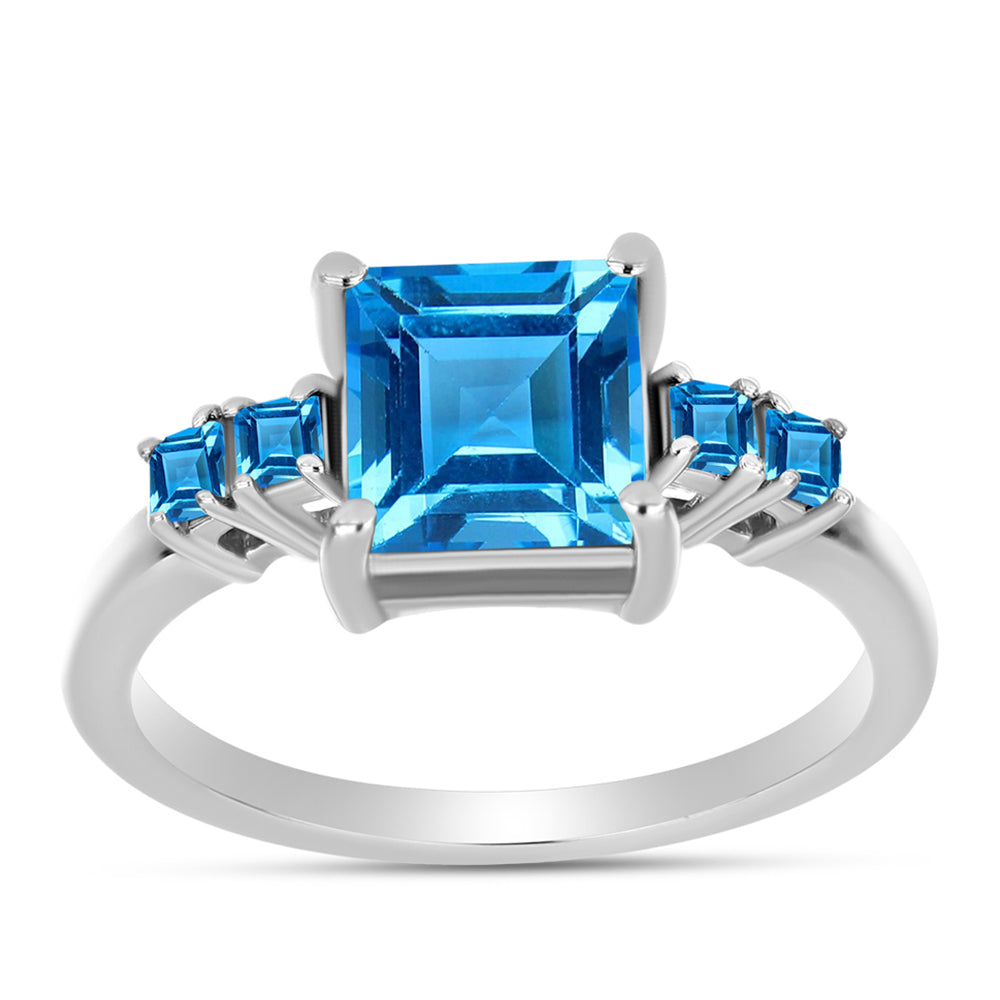 Inel din Argint 925 ( 2.45 grame ) cu Topaz Swiss Blue 2.4 Carate 3 