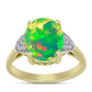 Inel din Argint 925 Placat cu Aur ( 3.08 grame ) cu Opal Verde Etiopian Lega Dembi și Topaz Alb 2.59 Carate