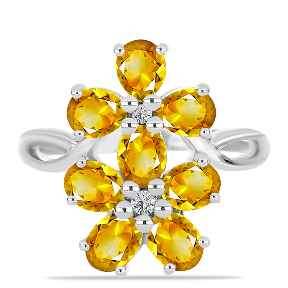 Inel din Argint 925 ( 3.47 grame ) cu Citrin Ural și Topaz Alb 2.7 Carate 1 