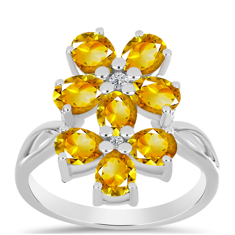Inel din Argint 925 ( 3.47 grame ) cu Citrin Ural și Topaz Alb 2.7 Carate 3 