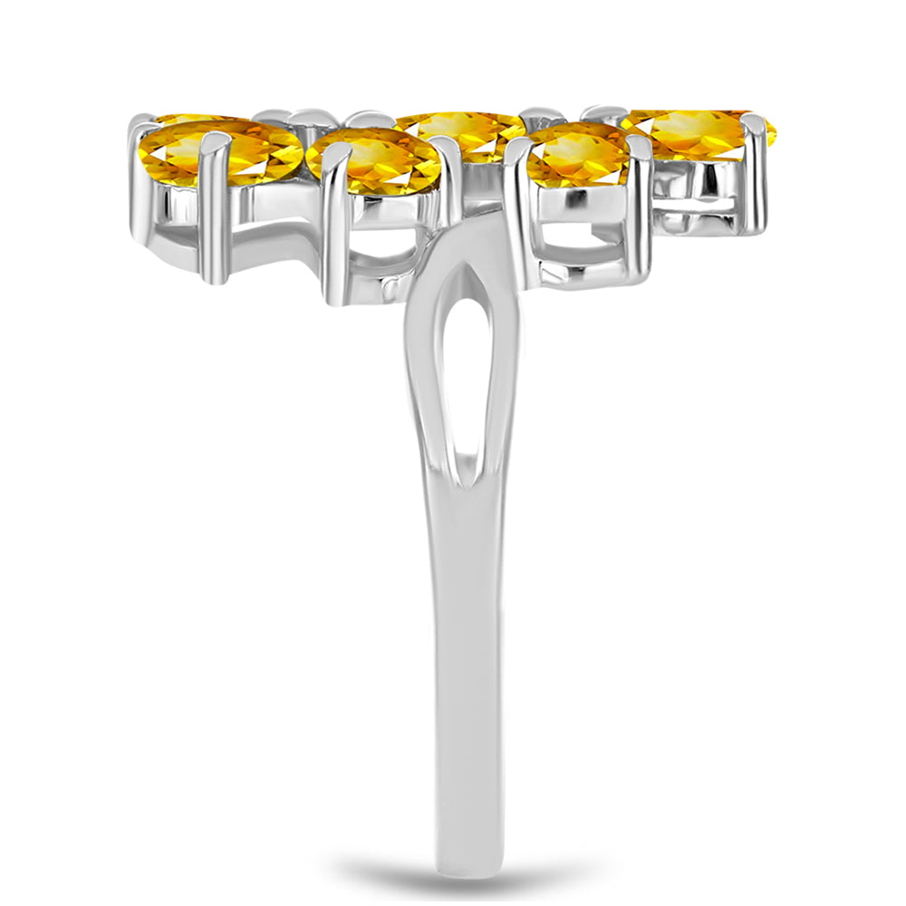 Inel din Argint 925 ( 3.47 grame ) cu Citrin Ural și Topaz Alb 2.7 Carate