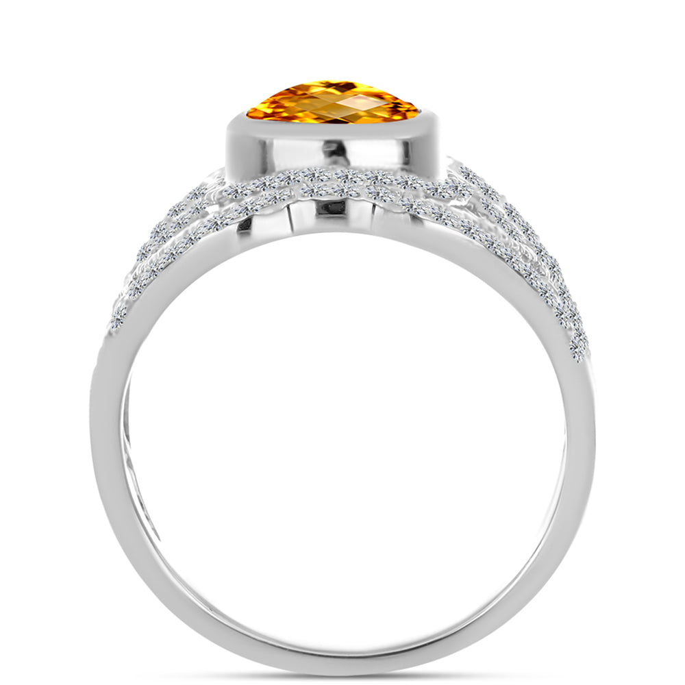 Inel din Argint 925 ( 4.18 grame ) cu Citrin Ural și Topaz Alb 3.53 Carate 2 