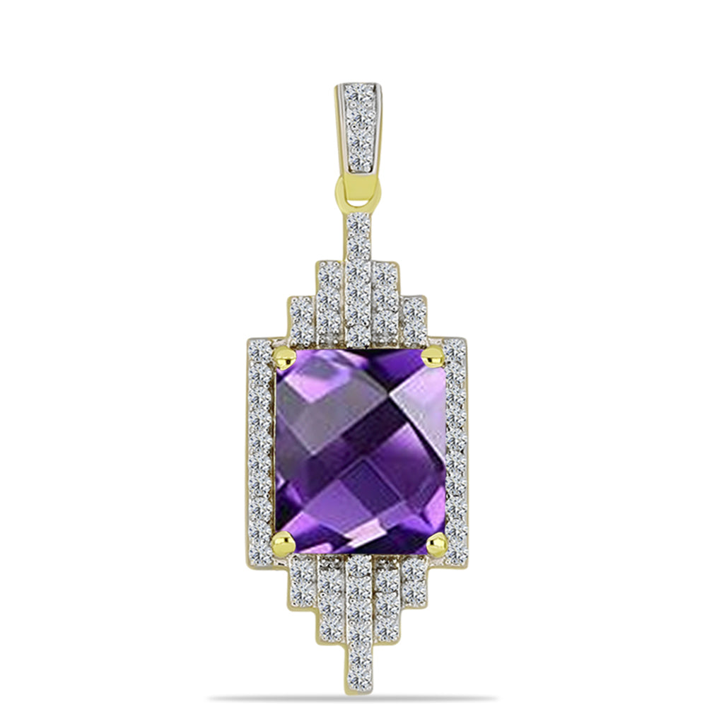 Pandantiv din Argint 925 Placat cu Aur ( 2.74 grame ) cu Ametist Marocan și Topaz Alb 5.73 Carate